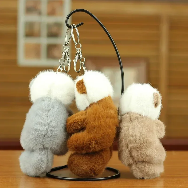 Cute Plush Otters Holding Fish Keychain Stylish Backpack Keyrings Lovely Animal School Bag Key Wallet Pendant Toy Student Gift