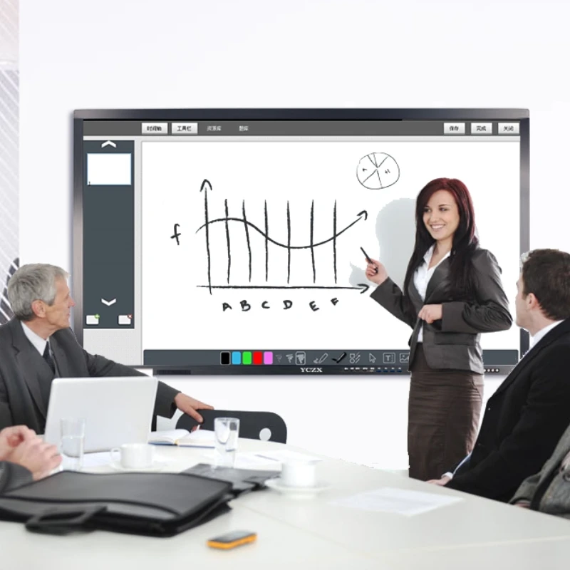 55'' All-In-One Interactive Whiteboard Conference Electronic Teaching Machine With 4K Touch Screen White