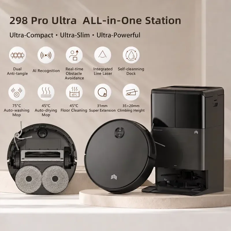 For Side Brush Extend Edge Cleaning Voice Control Wet Dry Mopping 200Min Working Time Smart Robot Vacuum Cleaner