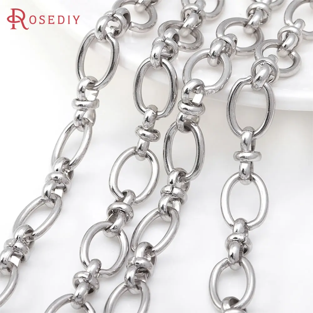

50CM Stainless Steel Color Stainless Steel Round Oval Link Necklace Chains High Quality Diy Jewelry Accessories Making Materials
