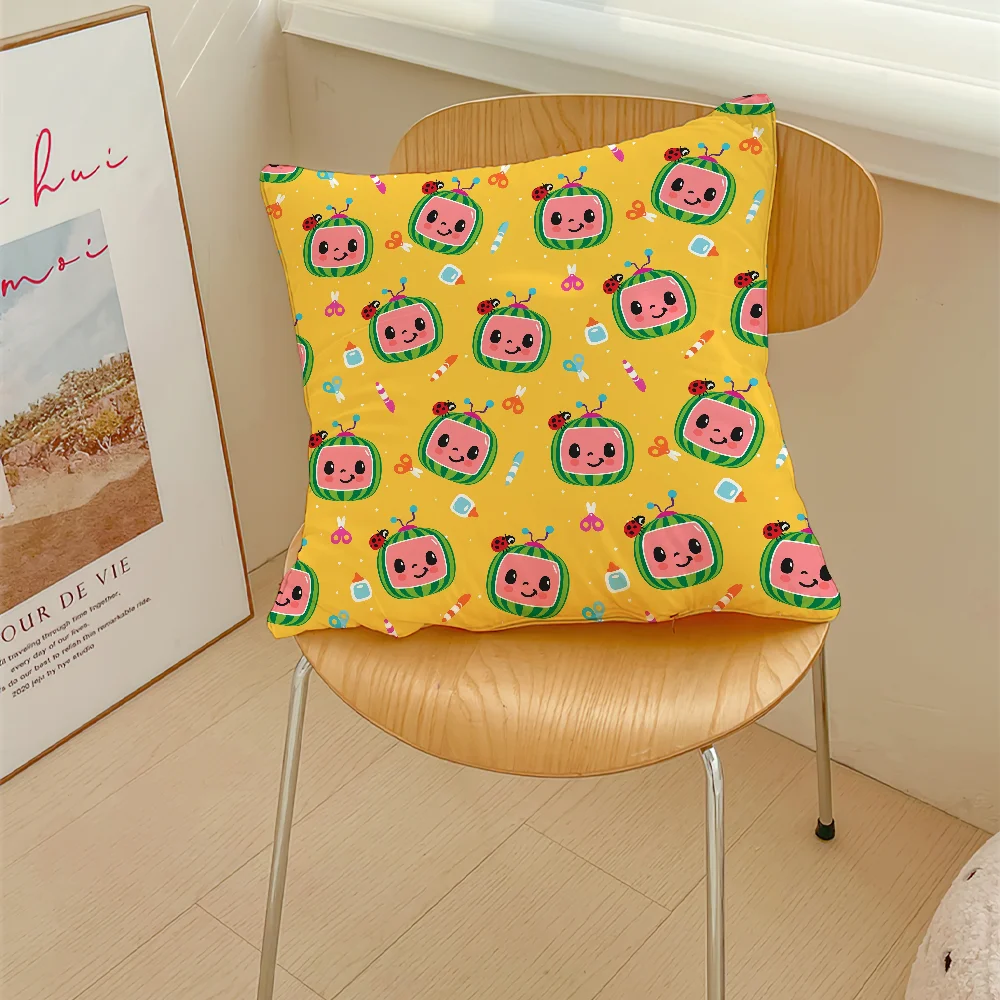 Cute Baby C-CoComelonS Pillow Case Sofa Decorative Home Double-sided Printing Short Plush Cushion Cover