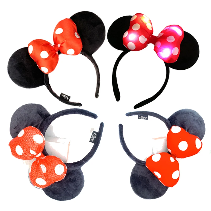 Disney Hair Bow Headband Minnie Mickey Mouse Polka Dot Bow DY black ear headband Christmas hair accessories