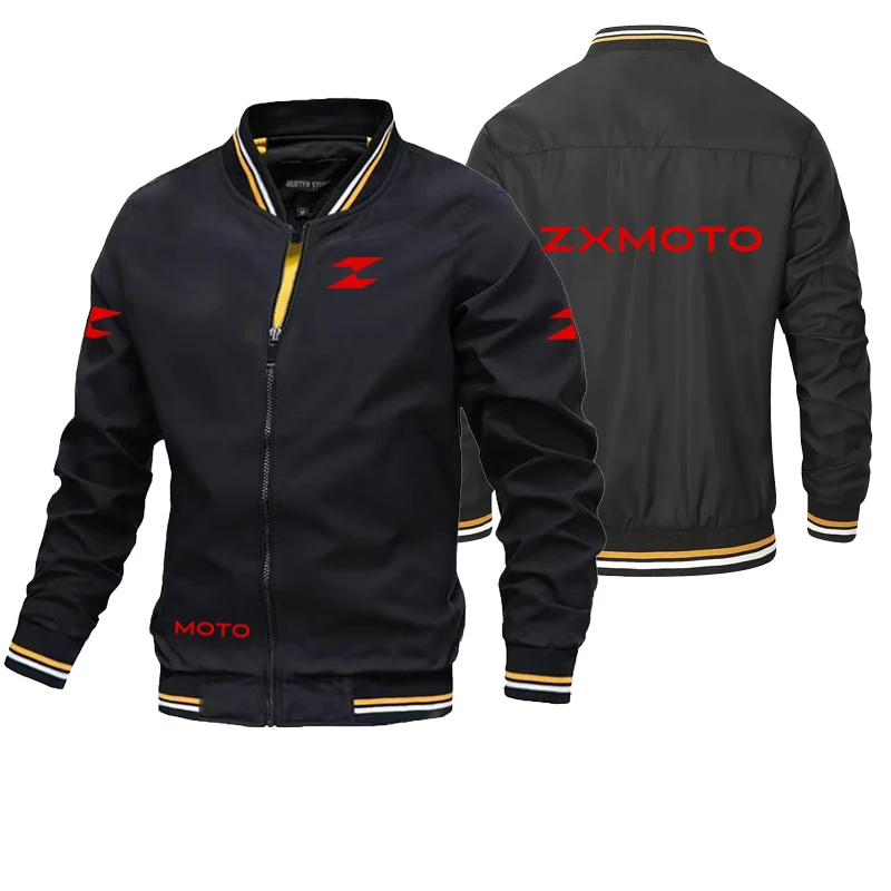 

2026 ZX moto logo Spring and Autumn Jackets New Men's Casual Fashionable Outdoor Sports Cycling and Traveling Long-sleeved Zippe