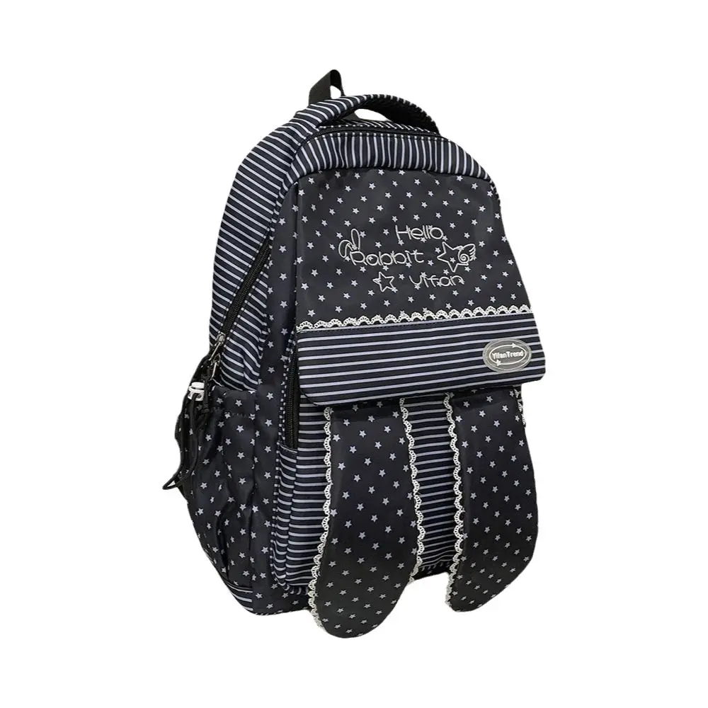 Cute Long Rabbit Ear BackPack Strips Star Lace Edge School Bag Multicolor Large Capacity Student Bag Girl