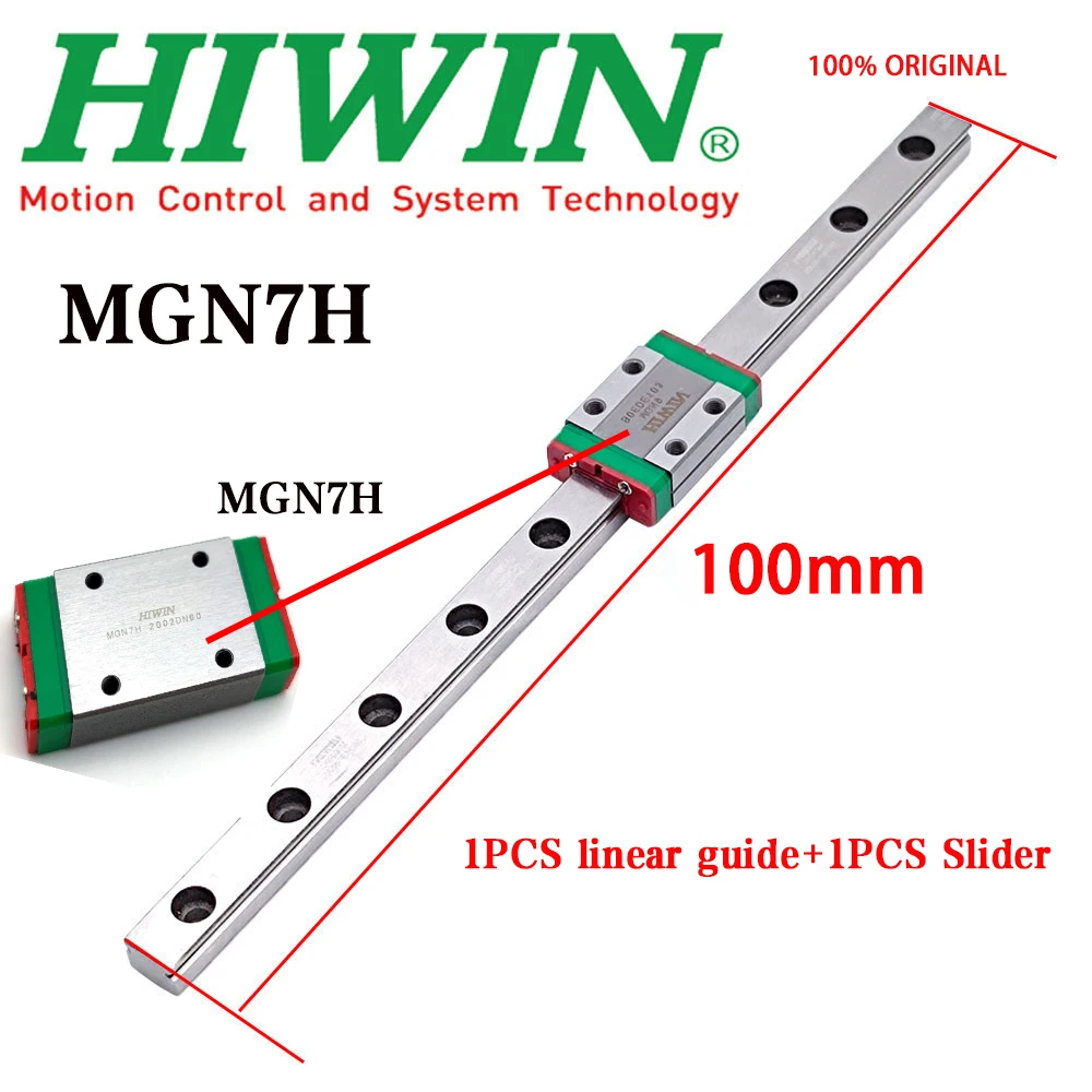 Free Shipping HIWIN Original Genuine MGN7H MGN7 Miniature Linear Guide Rail With Slider 100mmFor 3D Printers and SLR Camera Lens