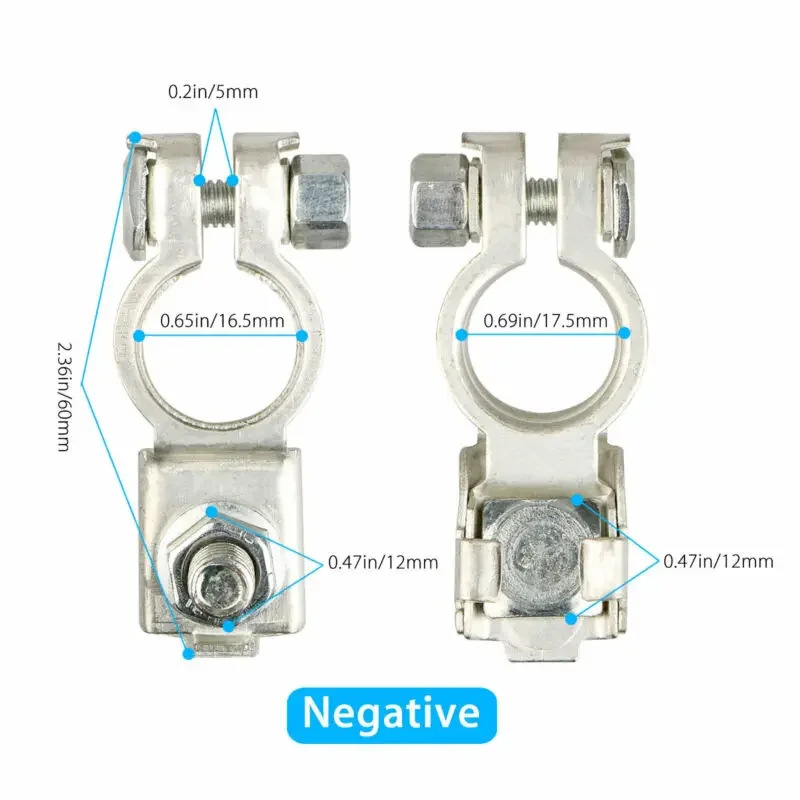 2pcs Battery Terminal Cable Clamp Negative + Positive Auto Battery Cable Terminal Top Post Clamp For Cars And Truck Accessories