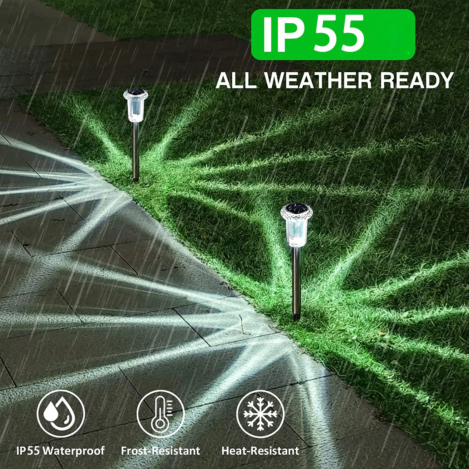 Éclairage LED solaire imperméable en acier inoxydable, éclairage d'extérieur, piquets de jardin, idéal pour une cour, un sentier, un Patio ou une allée, 6 unités