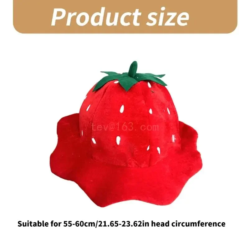 Plush Strawberry Fruit Hat Headgear for Theme Parties Photo Props Carnivals Cosplay Halloween Strawberry Cosplay