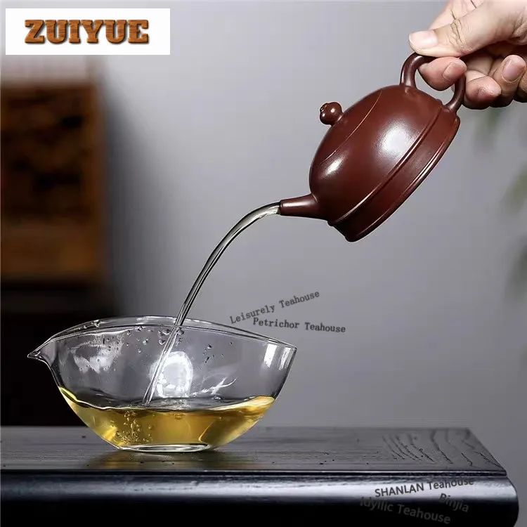 160ml Antique Yixing Purple Clay Teapots Handmade Half Month Pot Raw Ore Purple Zhu Mud Kettle Chinese Zisha Tea Set Collection