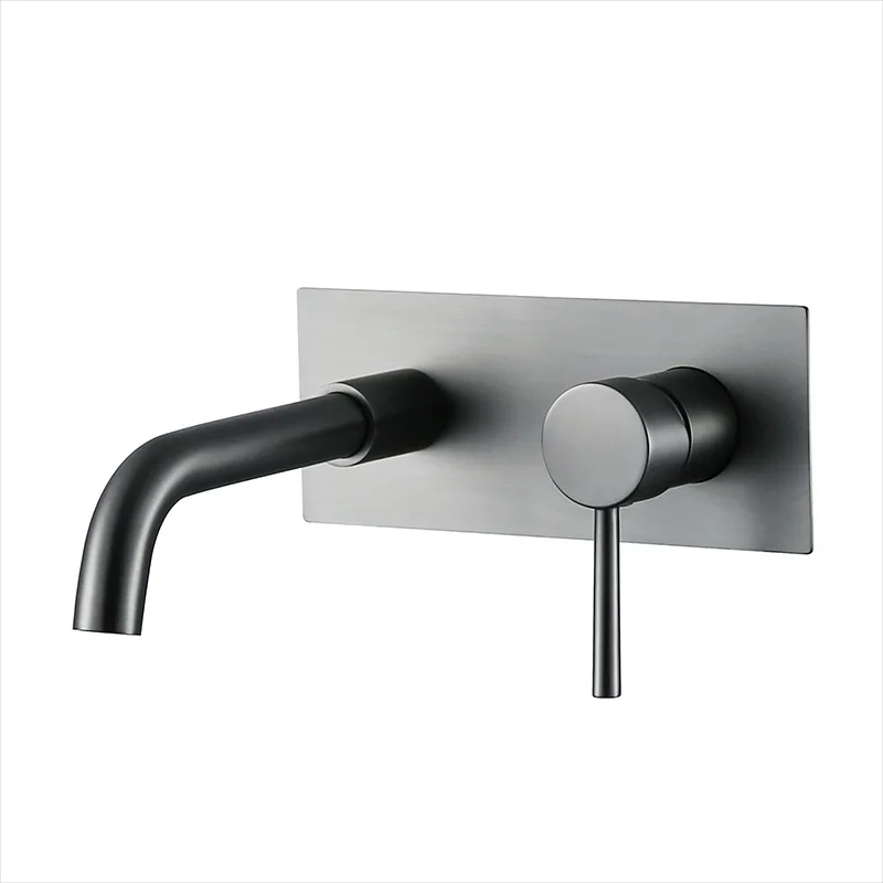 

Modern Single Handle Faucet Solid Brass Wall Mounted Concealed Basin Bathroom Sink Faucet With Rough In Valve