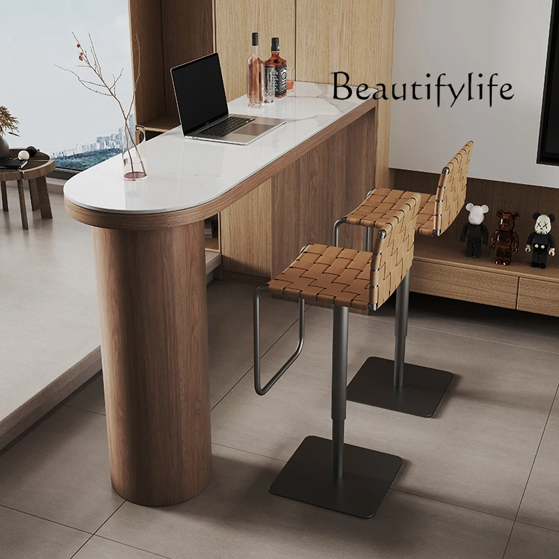 

Vintage walnut bar Nordic home solid wood bar table table desk living room rock slab bar