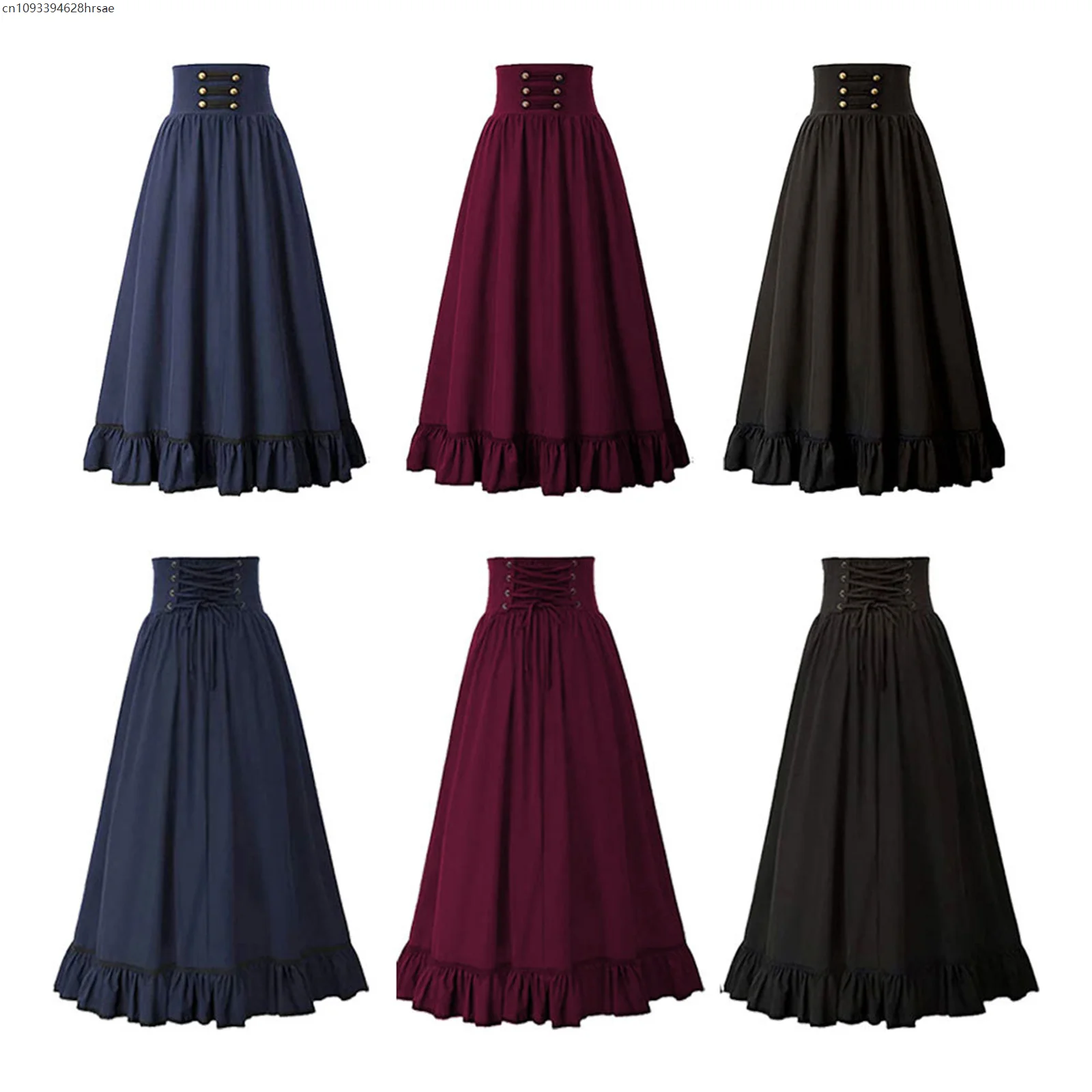 Medieval Retro Fishtail A-Line Skirt Renaissance Girl Stage Dress Halloween Costumes For Women High Waist Swing Gown