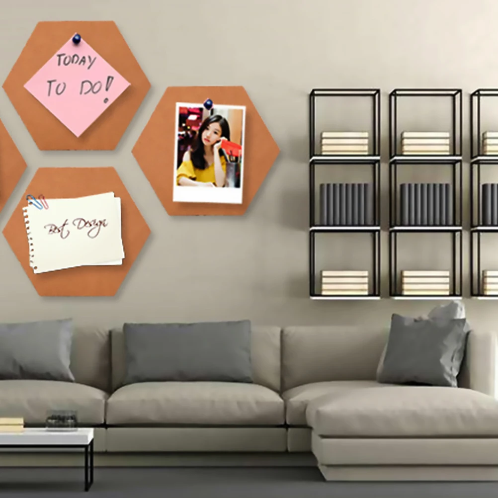 

10pcs Soft Cork Self-Adhesive Hexagon Message Board For Office School Classroom Restaurant Coffee Shop Display Bulletin Notice