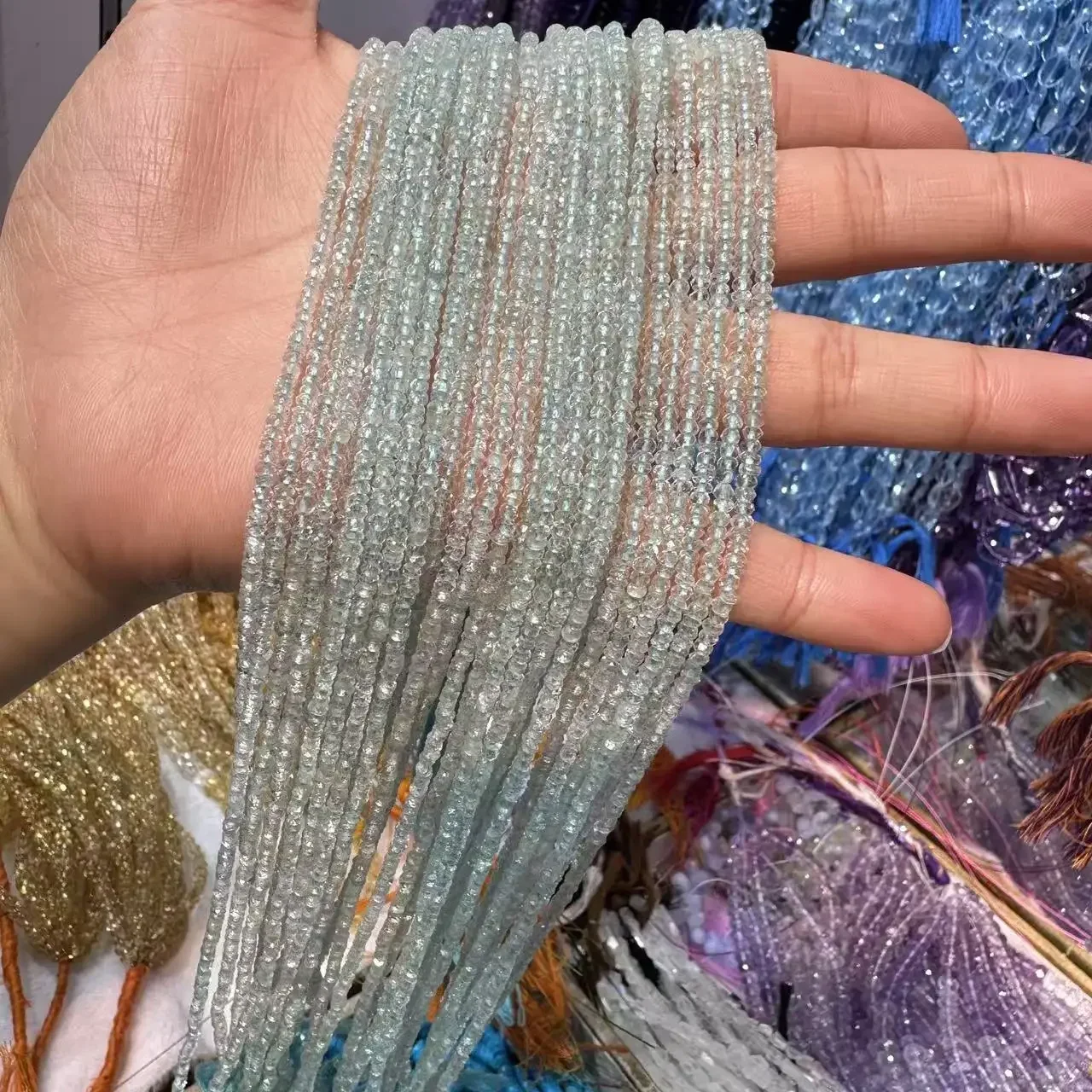 

Оптовая продажа AAAA, хорошие натуральные граненые бусины Rondelle с аквамарином - для браслета и ожерелья своими руками, ювелирных аксессуаров