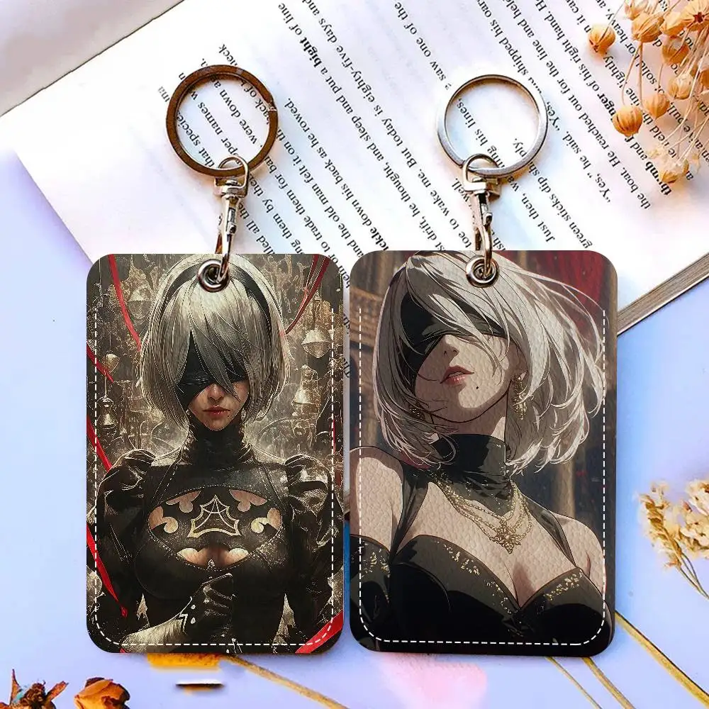 Nier Automata Games Holder Keychain With Keychain for Access Card Bus Pass & Card Credit ID Bank Card Protective Case