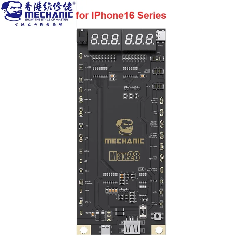 Mechanic Max28 Battery One-click Activation Detection Board for IPhone 6-16ProMax Circuit Inspection Charging Tester Repair Tool