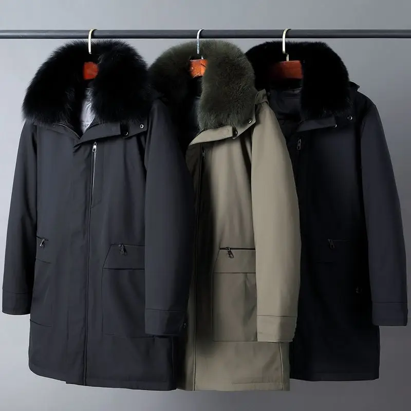 سترة رجالية لمنتصف العمر وكبار السن مع بطانة داخلية قابلة للفصل ملابس خارجية للشتاء للأب معطف رجالي سترة #2