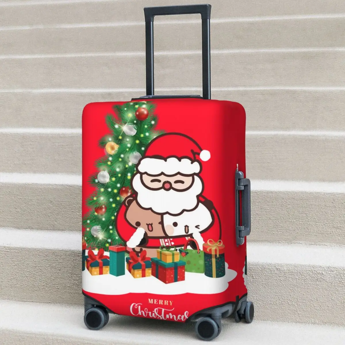 

Bubu And Dudu Merry Christmas Tree Santa Suitcase Cover Flight Business Strectch Luggage Supplies Protection
