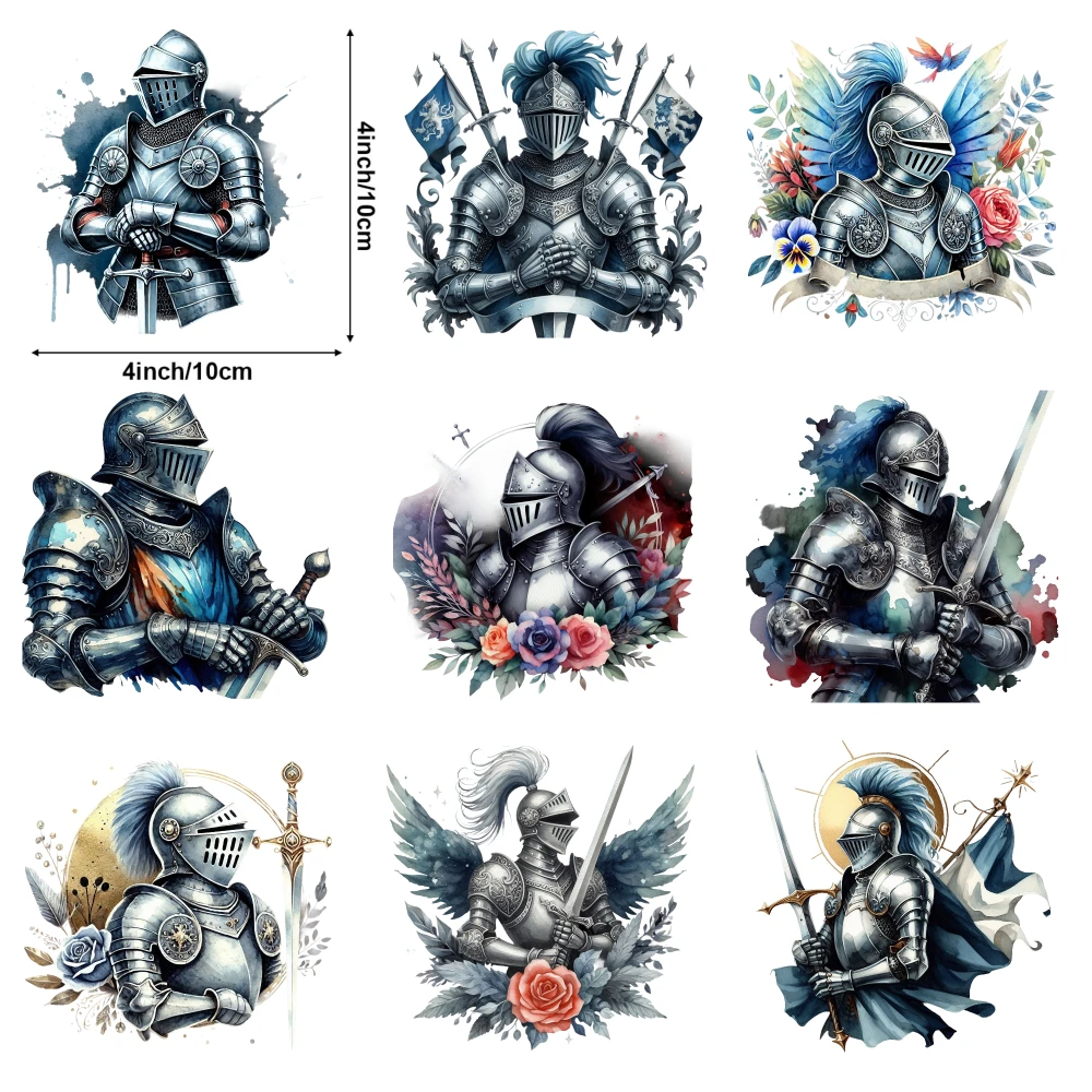 9 Pcs Knight Armor Iron on Transfers Hoodie DIY Crafts Transfers Sticker On Clothes iron on decals Iron on Decals for T Shirts view 2