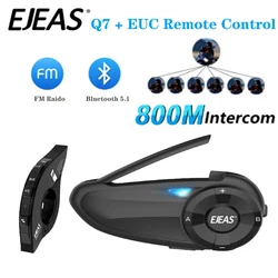 EJEAS-Q7 Capacete de Motocicleta Intercomunicador, Bluetooth Headset, Par Rápido, Até 7 Cavaleiros, Comunicador, IP65, FM, UE, Bluetooth Opcional