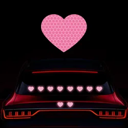 10 pçs carro pára-choques reflexivo tira de segurança adesivos amor em forma de coração adesivo reflexivo do carro noite condução aviso fita segurança