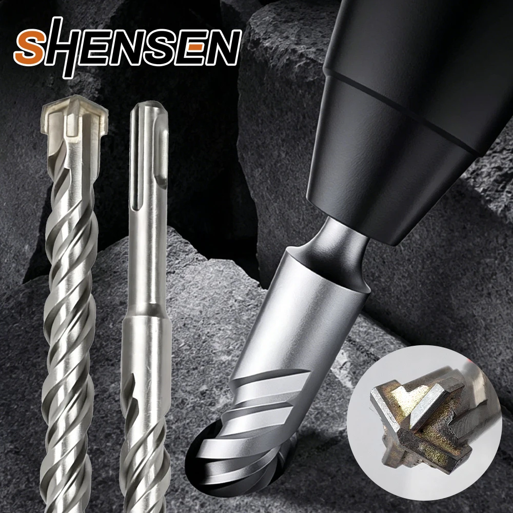 210mm Hammer Drill Bit, 6-25mm Cross Carbide Tip Drill, SDS Plus Impact Bit for Brick, Concrete & Rock