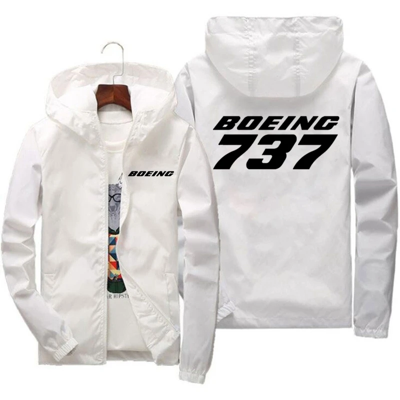 Wind breaker Jacken Herren Kapuzen jacke Sportswear Bomber jacke Mode lässig Männer Jacken Mäntel Outwear Boeing 737 Print Jacke