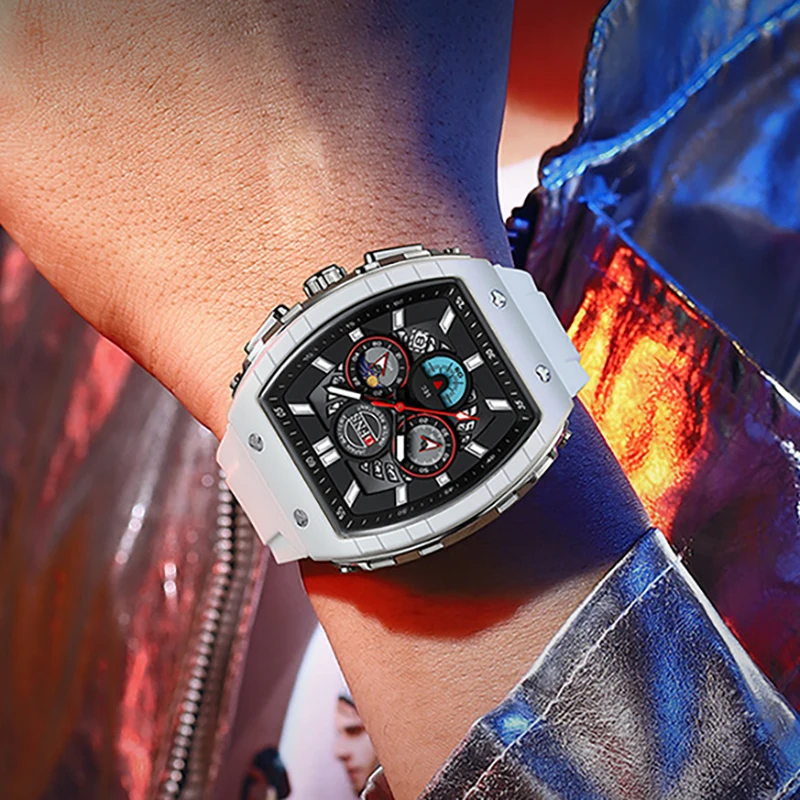 男性用多機能クロノグラフ腕時計,スポーツ,クォーツ,デート,シリコンバンド,トップブランド,ラグジュアリー