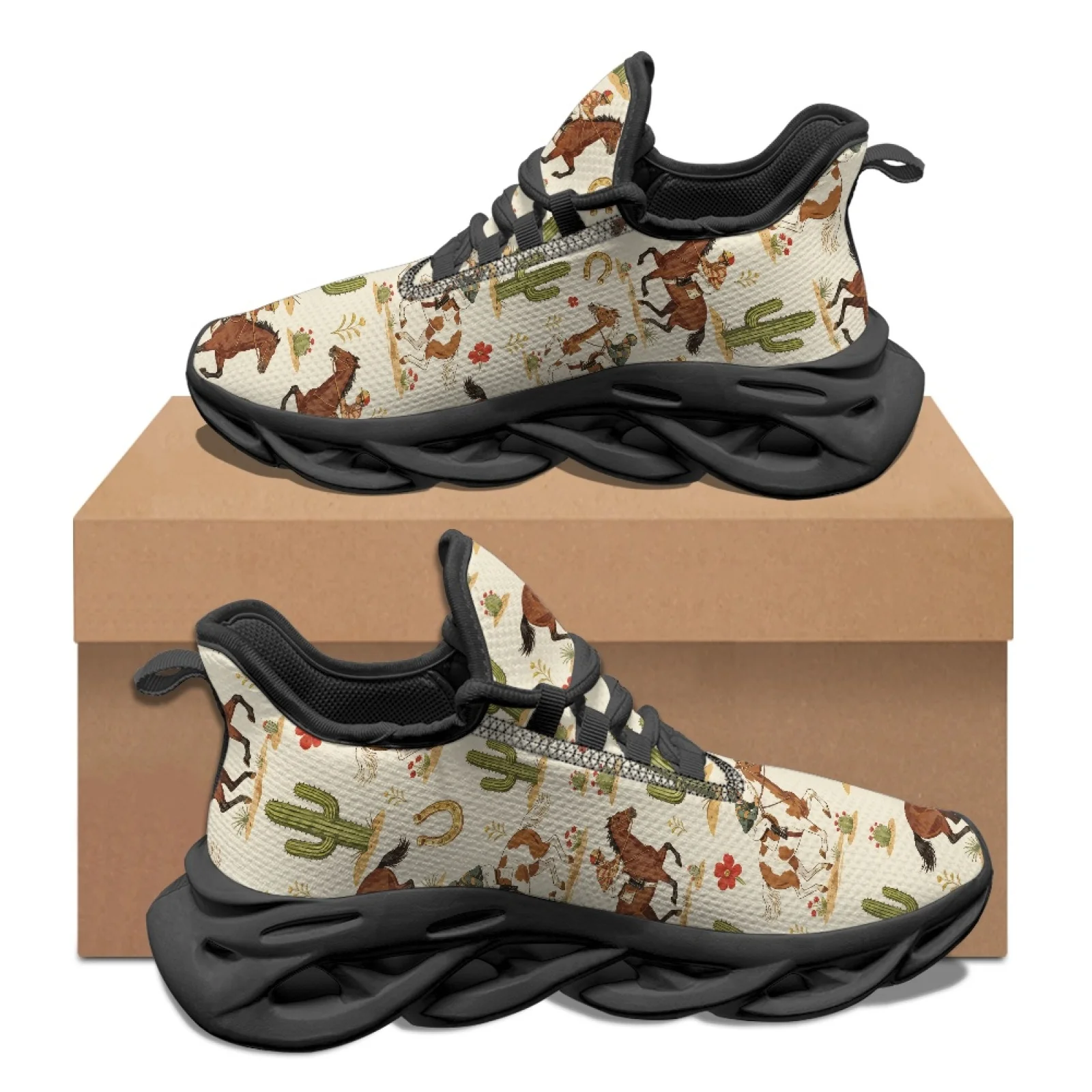 PENSTROLL PENSTROLL Desert Horse Cactus Non Slip Tennis Running Shoes for Mens Mesh & EVA New Arrival Casual Wear All Season