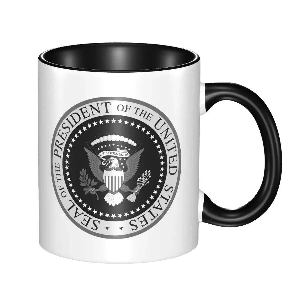 Taza de cerámica divertida con sello del presidente de los Estados Unidos, tazas de café, tazas de té, taza de leche, regalo para mujer y hombre