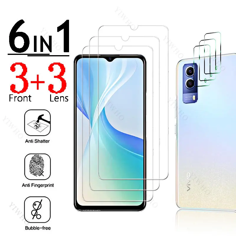 

Full Cover Glass for Vivo Y53s Fingerprint Unlock for Vivo Y 53 S Y53 53s V2111A 6.58" Screen Protectors Protective Camera Lens