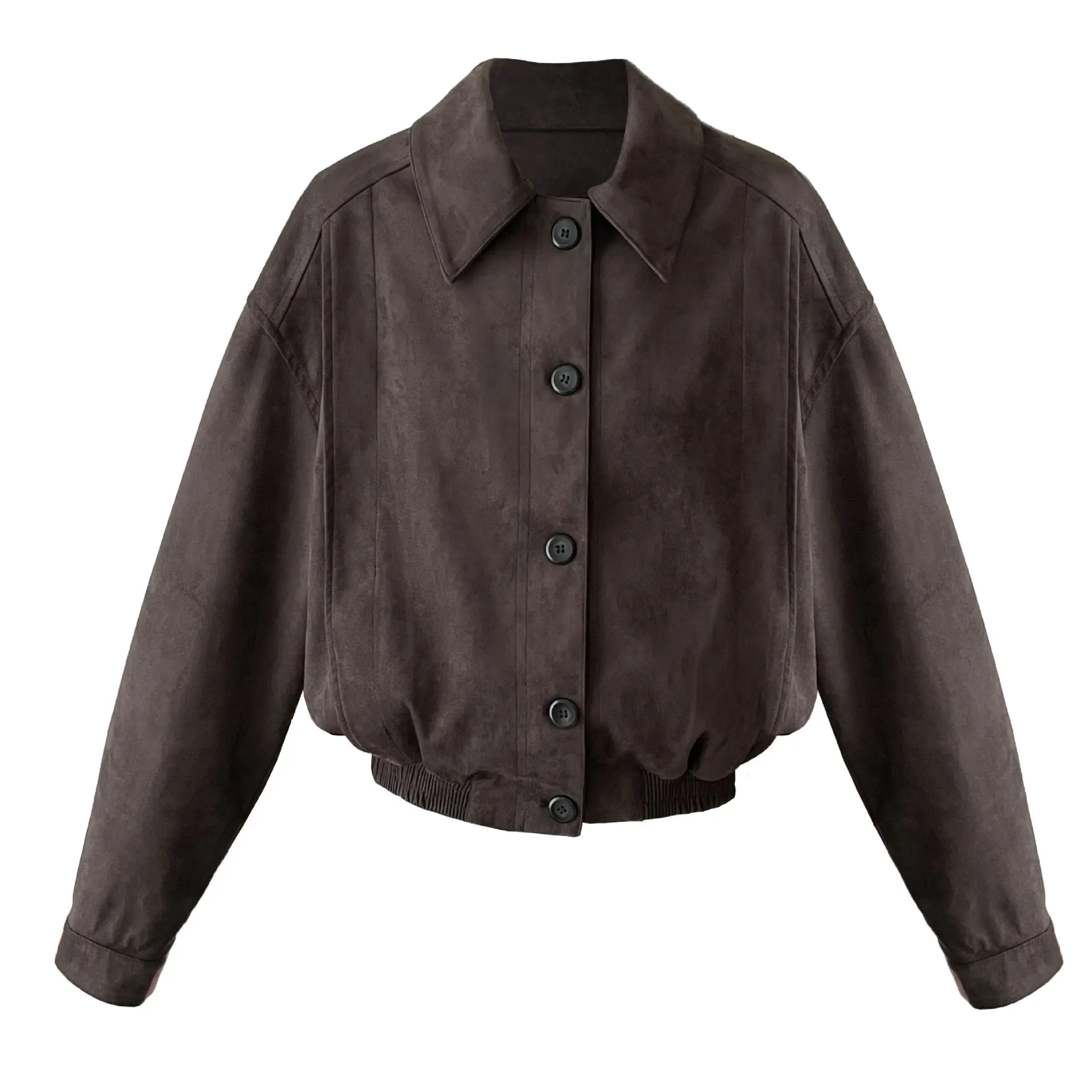 سترة نسائية قصيرة من جلد الغزال بتصميم جديد للخريف والشتاء مع معطف صغير منفوش #5