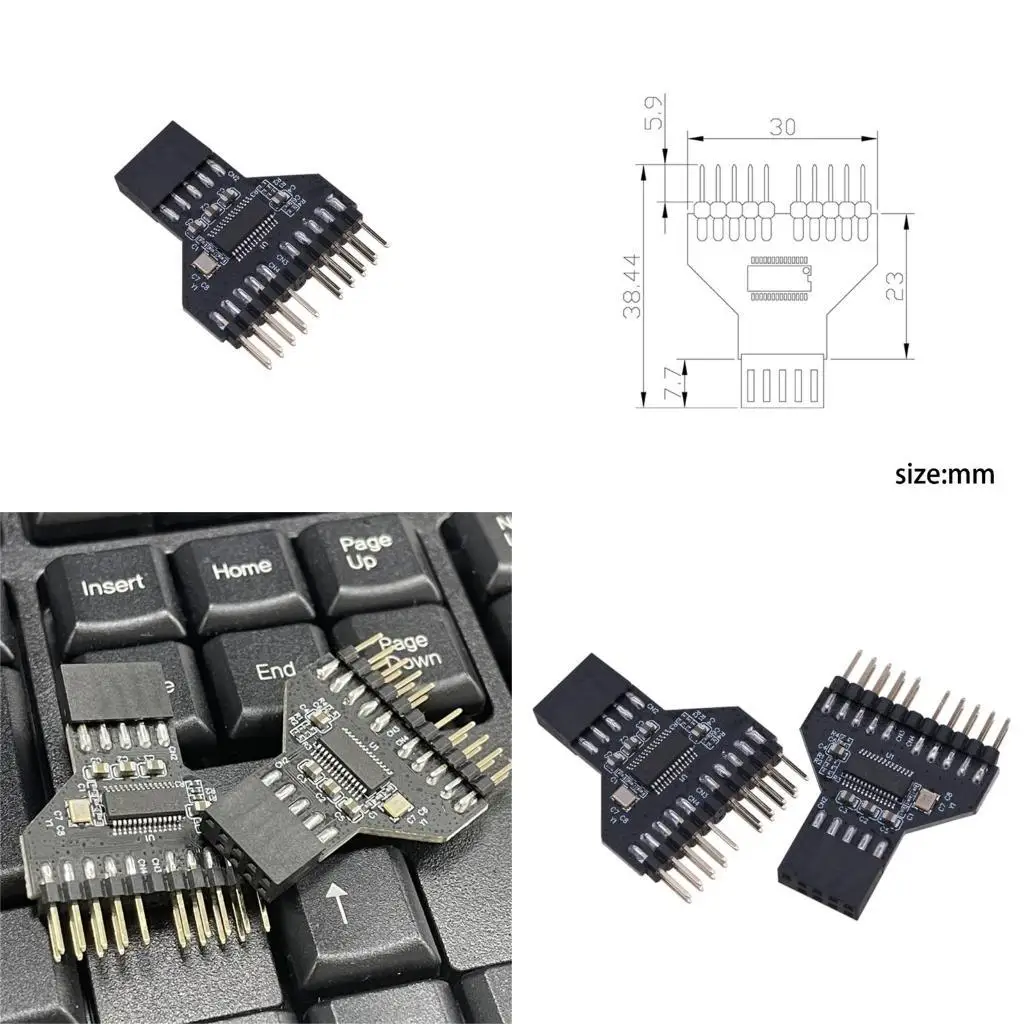 

31BA 9-контактный USB HUB USB 2.0 разъемы для материнской платы вентилятора RGB USB 9PIN Heptrer Splitter 1-2 удлинителя