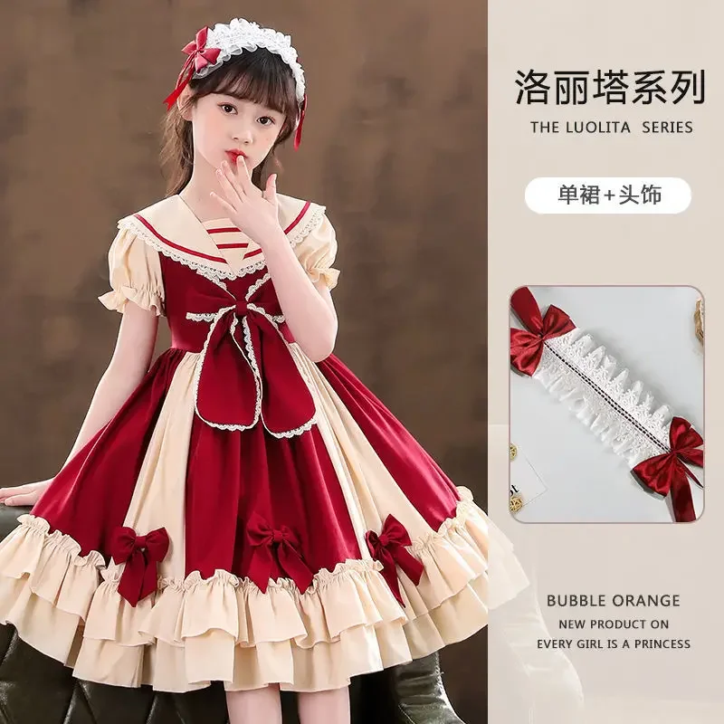 Girls Princess Lolita Dress New Skirt Children's Fall Dress Preppy Chic Fashion Dress Spring Summer