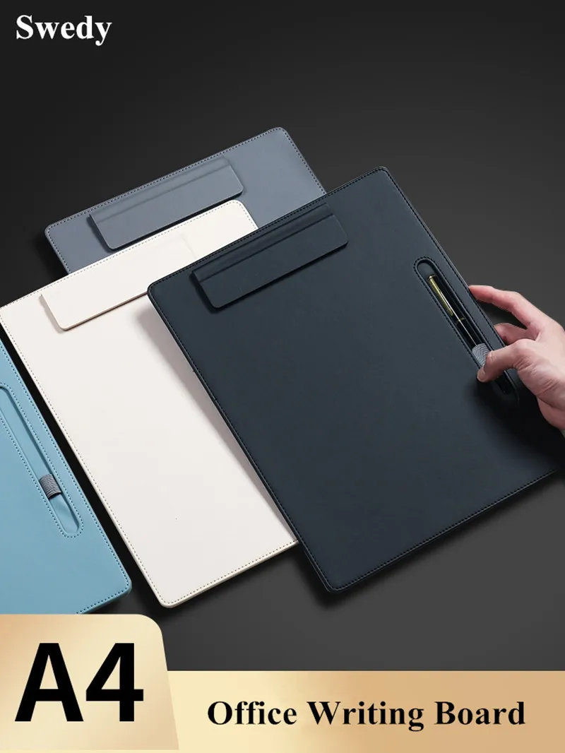 A4 PU Leather Magnetic File Paper Folder Clipboard Conference Folding Writing Pad Menu Holder Clip Board