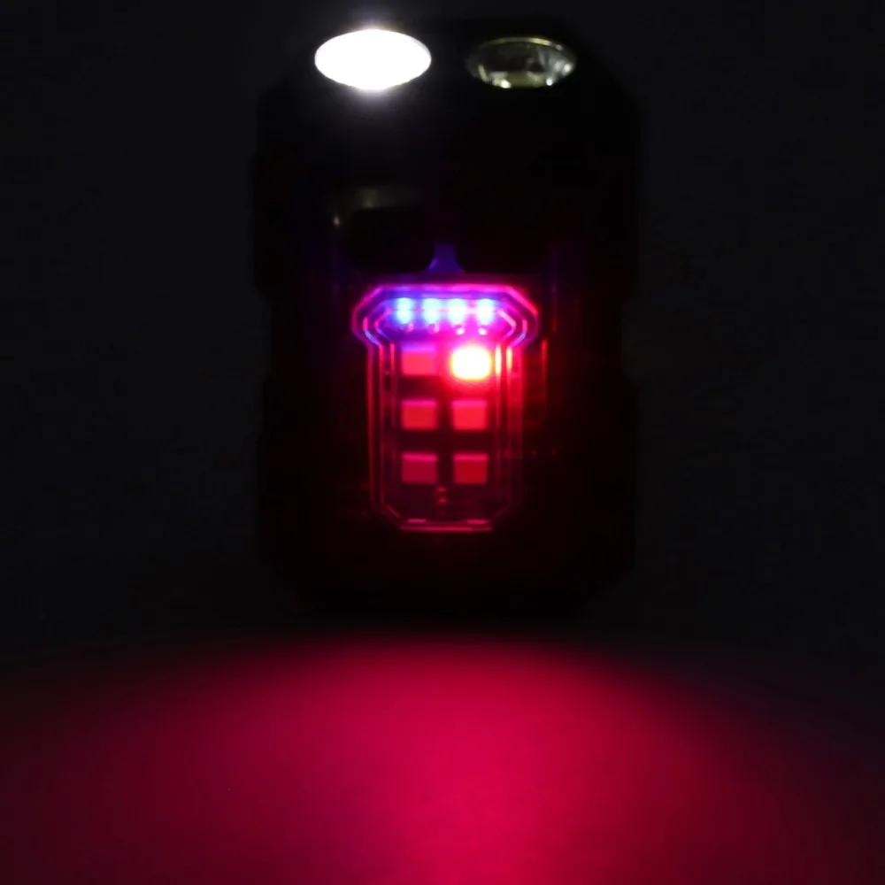 Durable 800mAh Keychain Flashlight Powerful Light 8 Gears LED Flashlight Black Portable Light Outdoor Activities