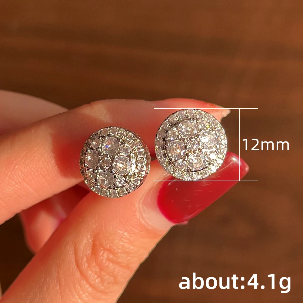 Huitan Dazzling Round Cubic Zirconia Stud Earrings for Women Simple Classic Female Ear Piercing Earrings Timeless Style Jewelry image 6