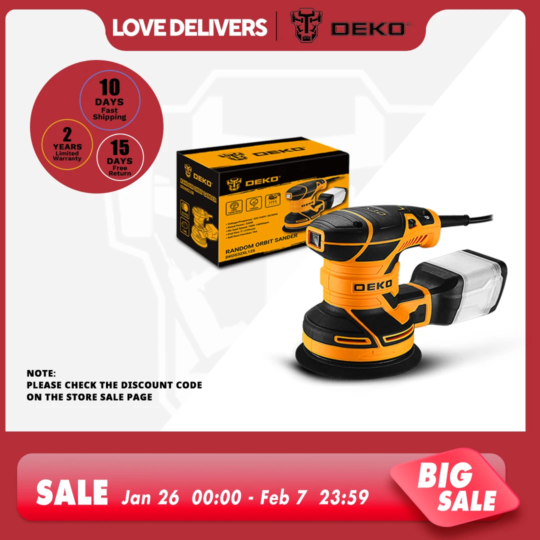 DEKO DKOS32XL125 320W Speed 14000pm Random Orbit Sander  Home DIY Carpenter Strong Dust Collection Polisher