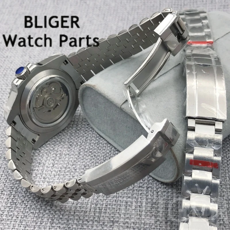 BLIGER 40 مللي متر هيكل عظمي مجوف فاخر NH70 ساعة يد ميكانيكية للرجال زجاج الياقوت الأخضر مضيئة الهاتفي 10Bar مقاوم للماء