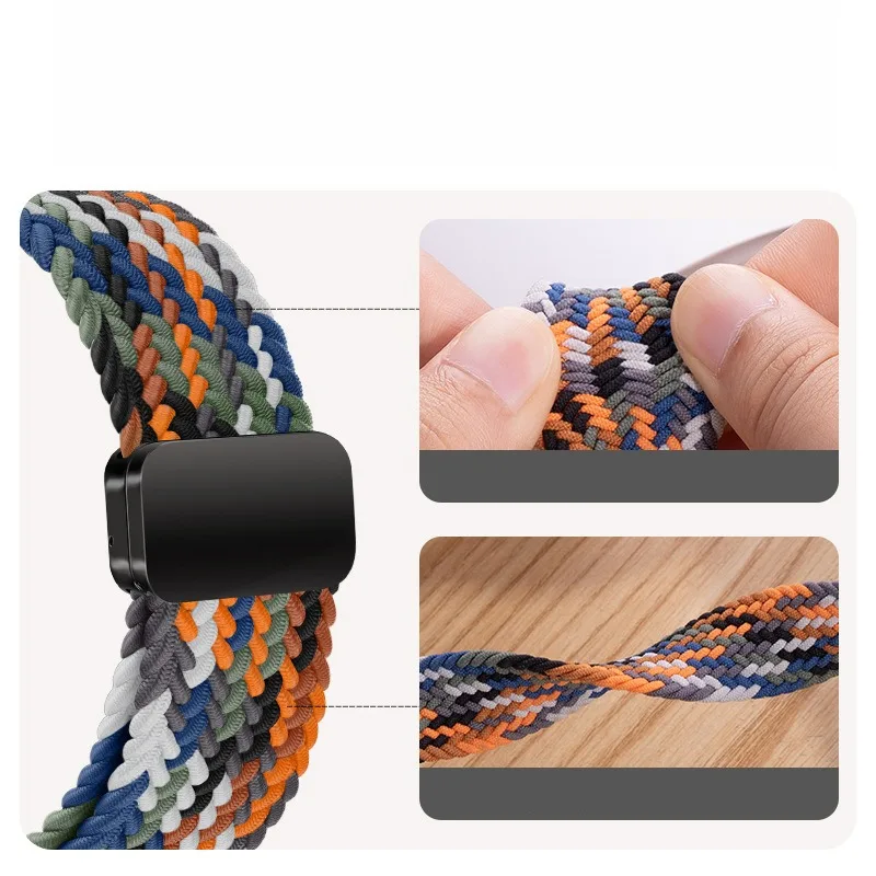 22mm/20mm Strap for Samsung Galaxy watch 6/5/4/3/Classic/46mm/42mm Nylon Woven Magnetic Bracelet Active 2 Huawei GT3 2 pro Band