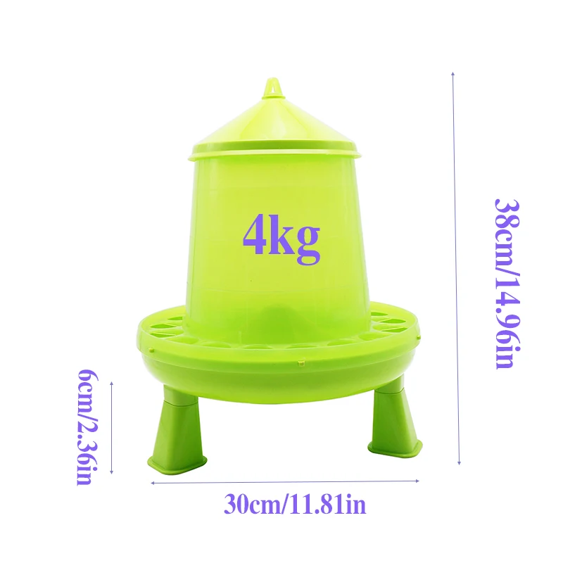 Comedero para aves de corral de 4kg con patas de soporte y cubierta, comedero de plástico para pollos, cubo de alimentación de codorniz, comedero automático para animales de granja de palomas, 1 ud.