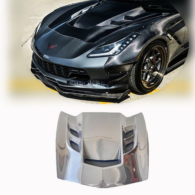 

New Carbon Fiber Engine Bonnet Hood with Clips for Corvette C7 Z06 2014-2019 (Vertical Billet Style)
