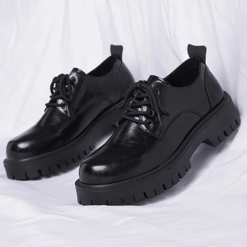 2026 New Men's Thick Sole Platform Shoes Leather Casual Man Shoes Wedding Party Height Increasing Business Formal Shoes for Men