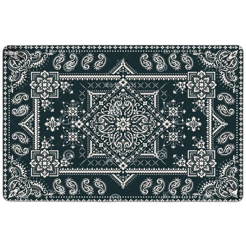 Traditional Ethnic Pattern Paisley Floral Rectangular Bandana Print Design Flannel Carpet By Ho Me Lili For Home Floor Decor Rug