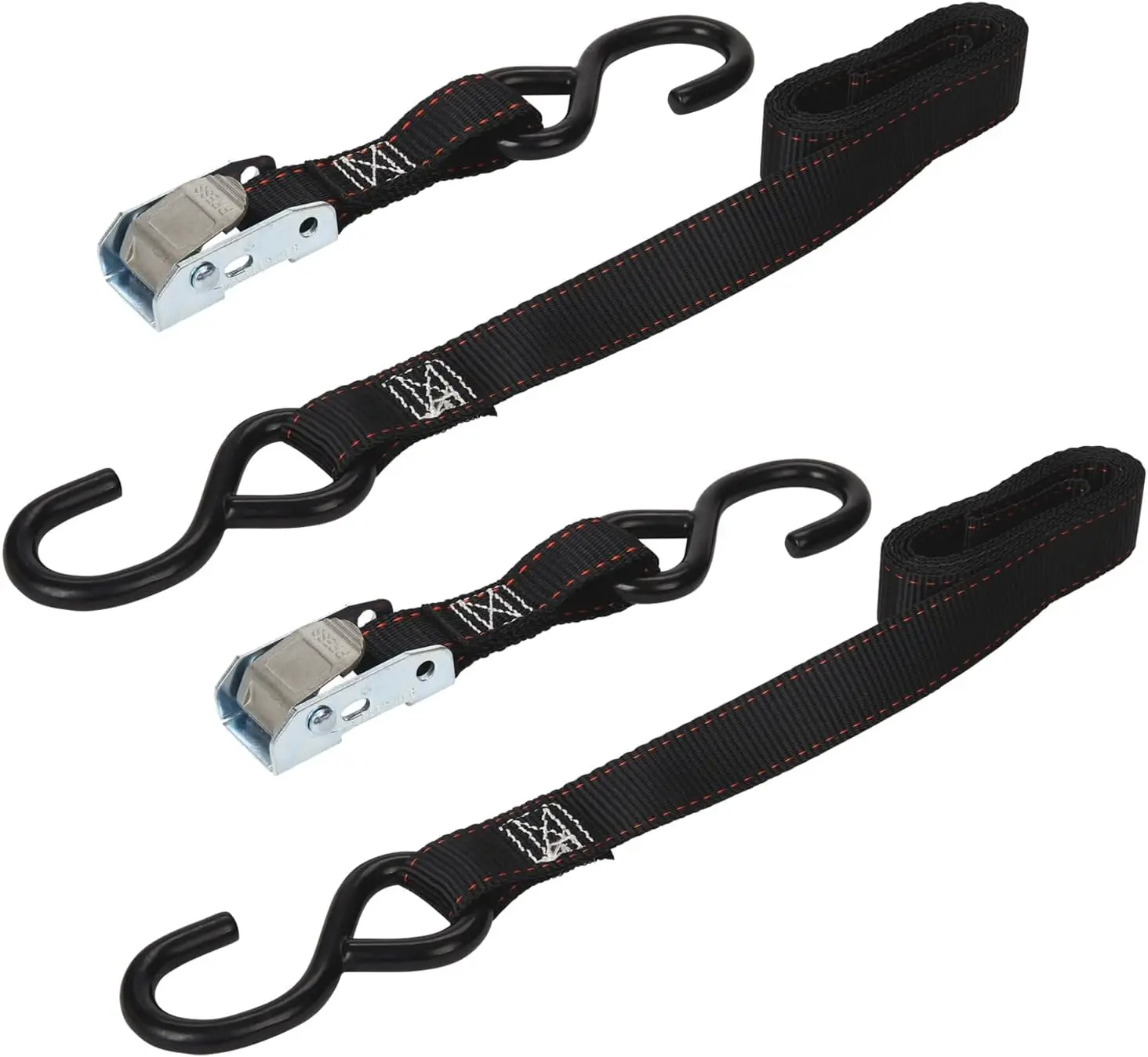 

6' x 1" Motorcycle Tie-Down Straps, 2-Pack with Cam Buckle, Black, Large