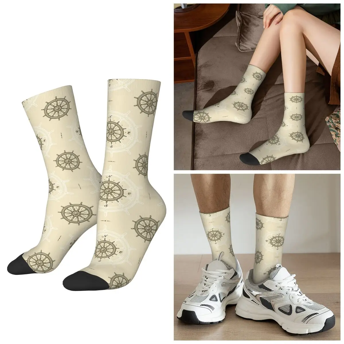 

Всесезонные серые носки с компасом для морского паруса и моряка, спортивные носки в стиле Харадзюку, забавные чулки для мужчин и женщин, подарки