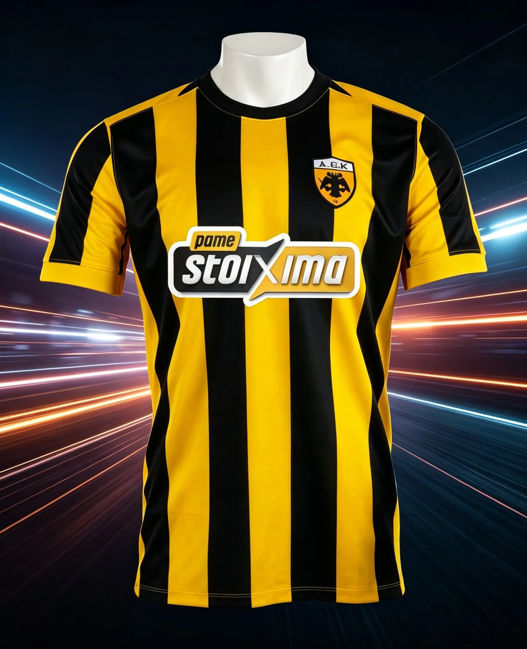 2027 Men AEK Athens Home Soccer Jersey Yellow Black Vertical Stripes Short Sleeve Quick Dry Football Fan Uniform Family Matching