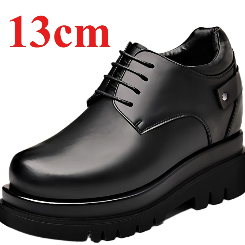 Ultra High 13cm Elevator Shoes Men's Dress Shoes British Business Casual Height-increasing Shoes Wedding Thick Soled Derby Shoe