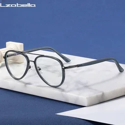 Lzabella Retro Aviator Double Beam Glasses Women Anti-Blue Light Fashion Small Size Men Optical Optical Prescription 97728