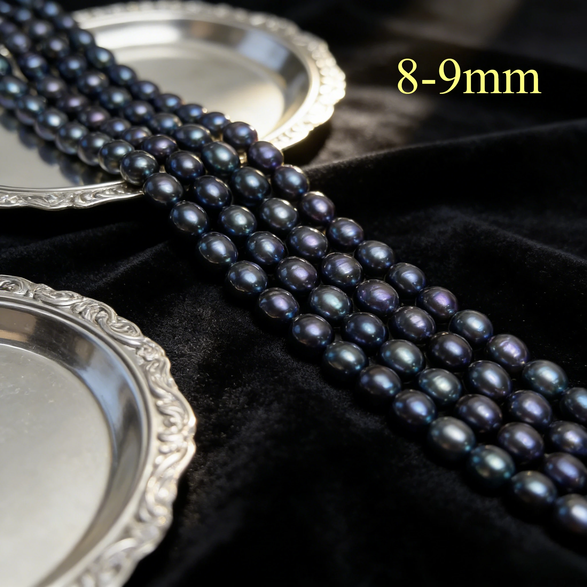 

8-9mm Natural Freshwater Pearl Blue Purple Large Rice Sparkly for Jewelry MakeDIY Necklace Earring Bracelet Accessory Women Gift